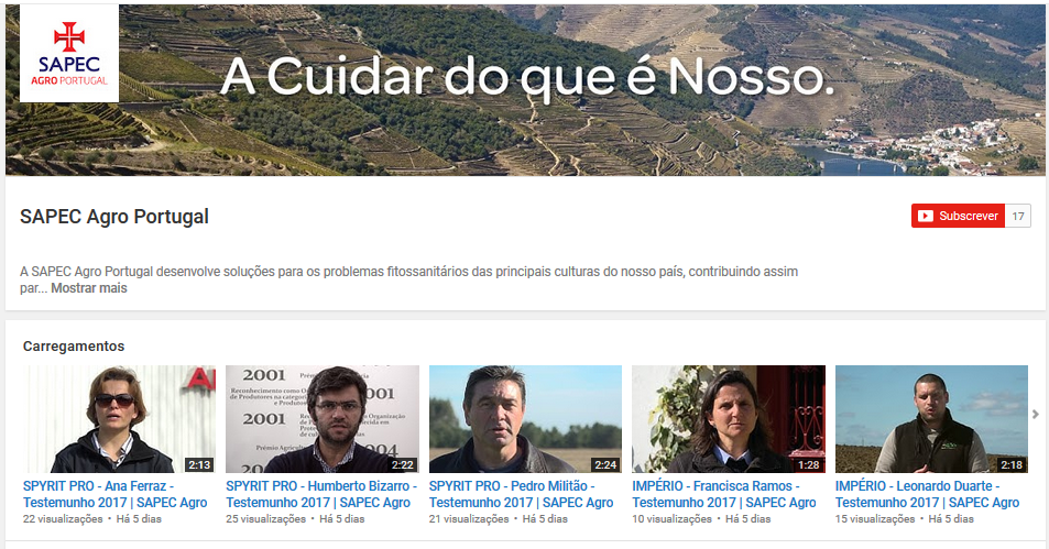 Novo canal YouTube SAPEC Agro Portugal